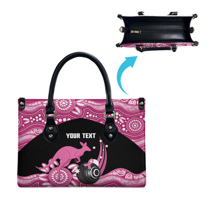 Bowls Australia Breast Cancer Custom Leather Bag Think Pink Aboriginal Art