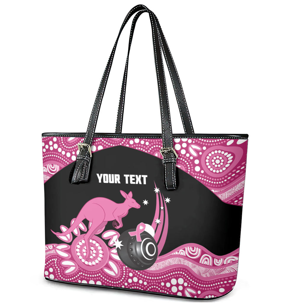 Bowls Australia Breast Cancer Custom Leather Tote Bag Think Pink Aboriginal Art