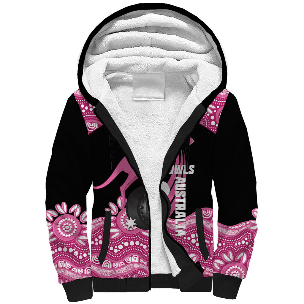 Bowls Australia Breast Cancer Custom Sherpa Hoodie Think Pink Aboriginal Art