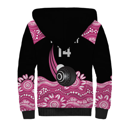 Bowls Australia Breast Cancer Custom Sherpa Hoodie Think Pink Aboriginal Art