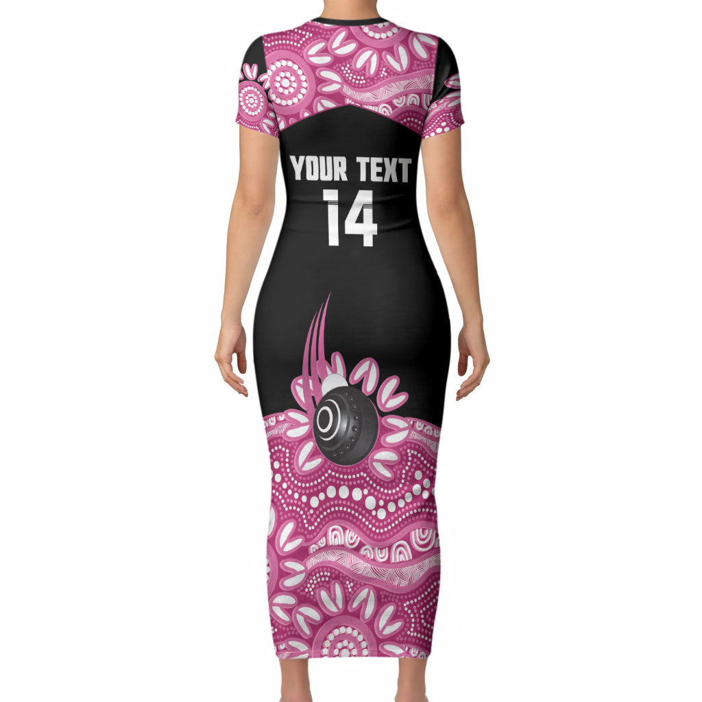 Bowls Australia Breast Cancer Custom Short Sleeve Bodycon Dress Think Pink Aboriginal Art