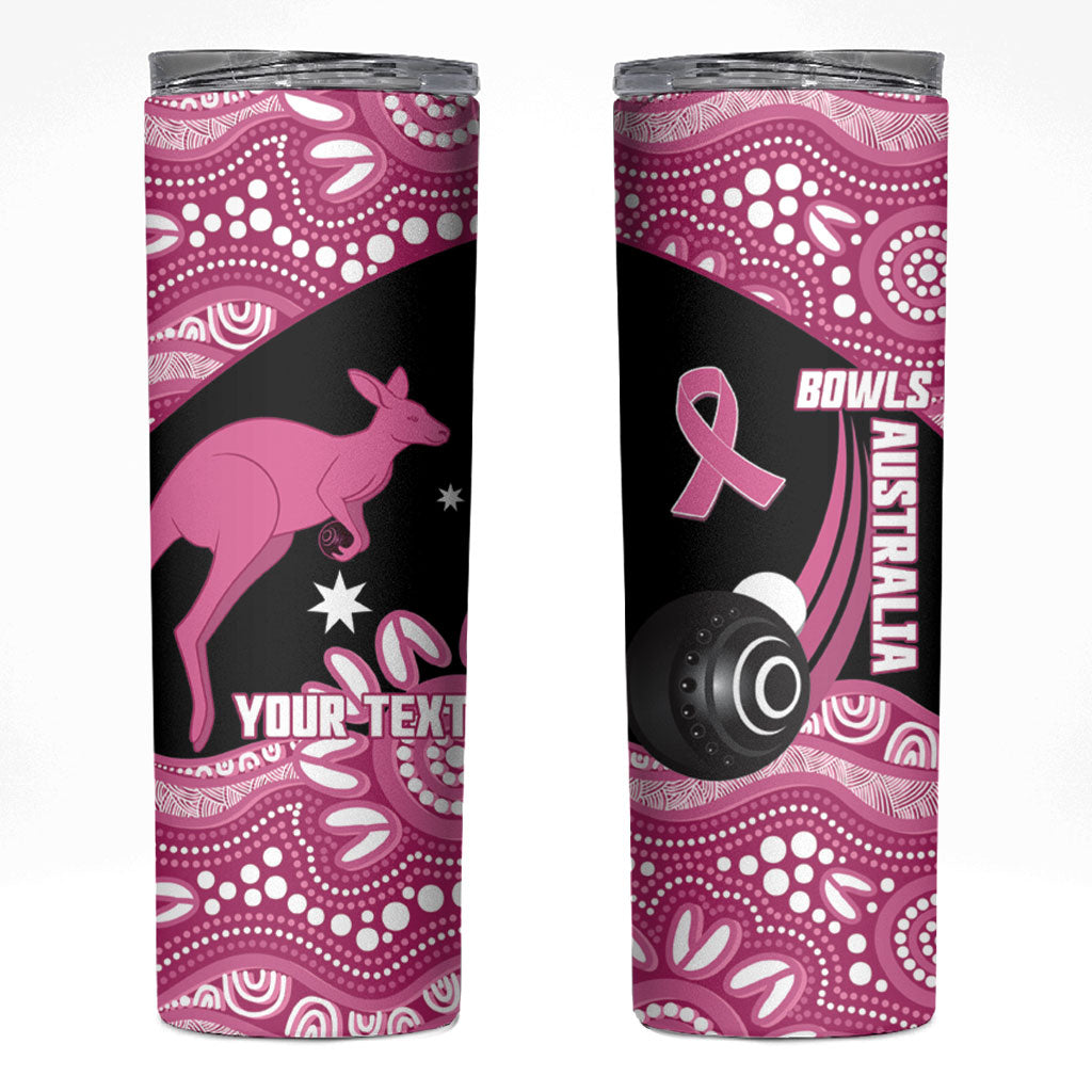 Bowls Australia Breast Cancer Custom Skinny Tumbler Think Pink Aboriginal Art