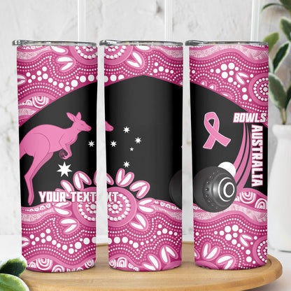 Bowls Australia Breast Cancer Custom Skinny Tumbler Think Pink Aboriginal Art