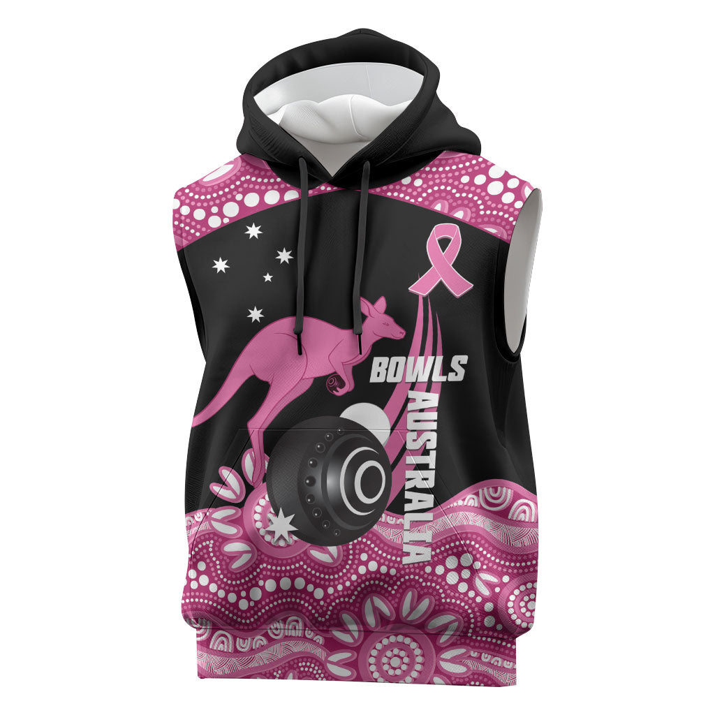 Bowls Australia Breast Cancer Custom Sleeveless Hoodie Think Pink Aboriginal Art