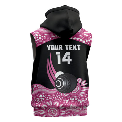 Bowls Australia Breast Cancer Custom Sleeveless Hoodie Think Pink Aboriginal Art