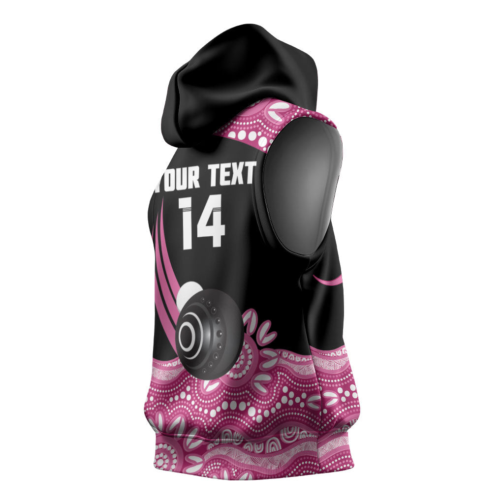 Bowls Australia Breast Cancer Custom Sleeveless Hoodie Think Pink Aboriginal Art
