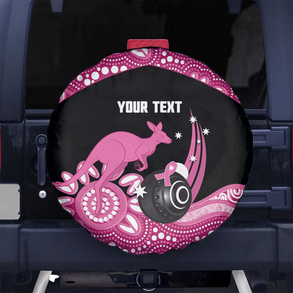Bowls Australia Breast Cancer Custom Spare Tire Cover Think Pink Aboriginal Art