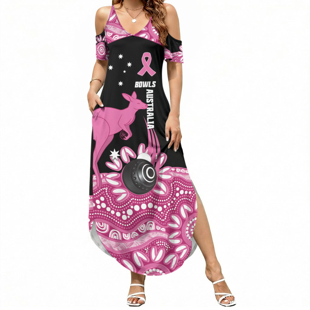 Bowls Australia Breast Cancer Custom Summer Maxi Dress Think Pink Aboriginal Art