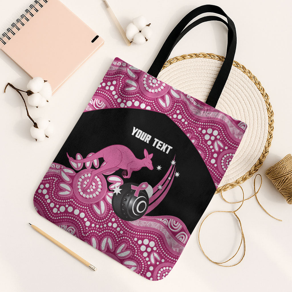 Bowls Australia Breast Cancer Custom Tote Bag Think Pink Aboriginal Art