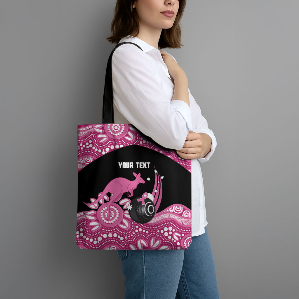 Bowls Australia Breast Cancer Custom Tote Bag Think Pink Aboriginal Art