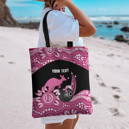 Bowls Australia Breast Cancer Custom Tote Bag Think Pink Aboriginal Art