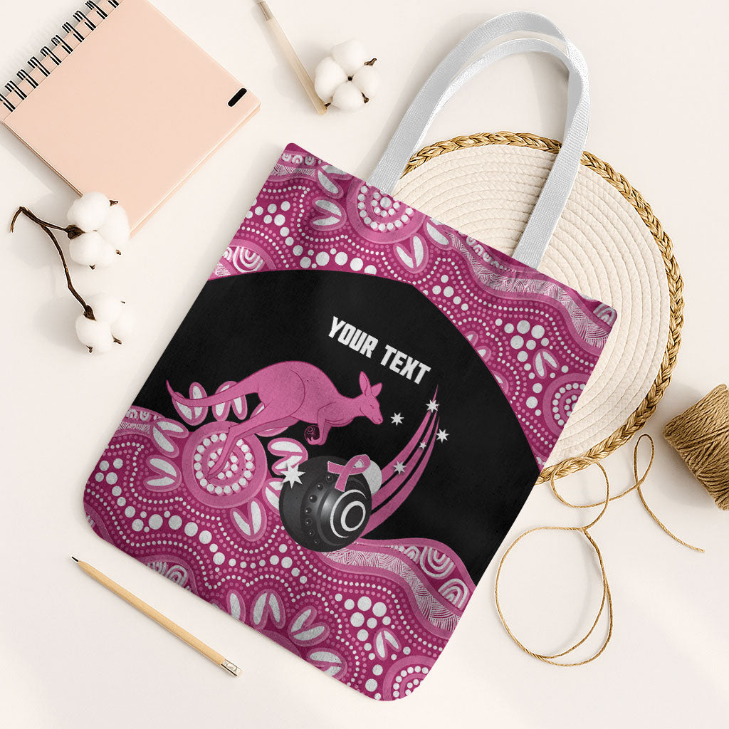 Bowls Australia Breast Cancer Custom Tote Bag Think Pink Aboriginal Art