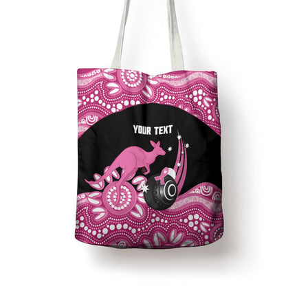 Bowls Australia Breast Cancer Custom Tote Bag Think Pink Aboriginal Art