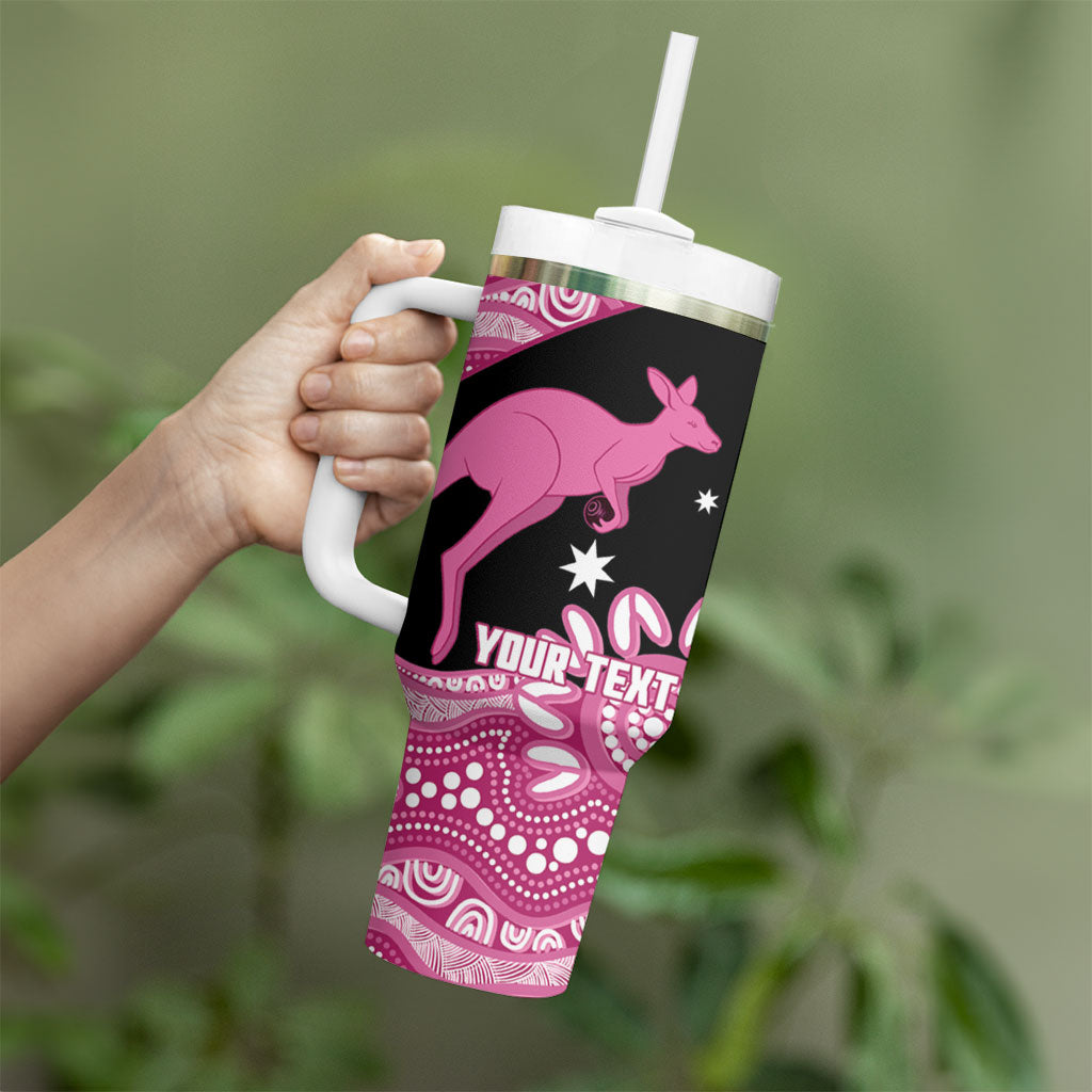 Bowls Australia Breast Cancer Custom Tumbler With Handle Think Pink Aboriginal Art