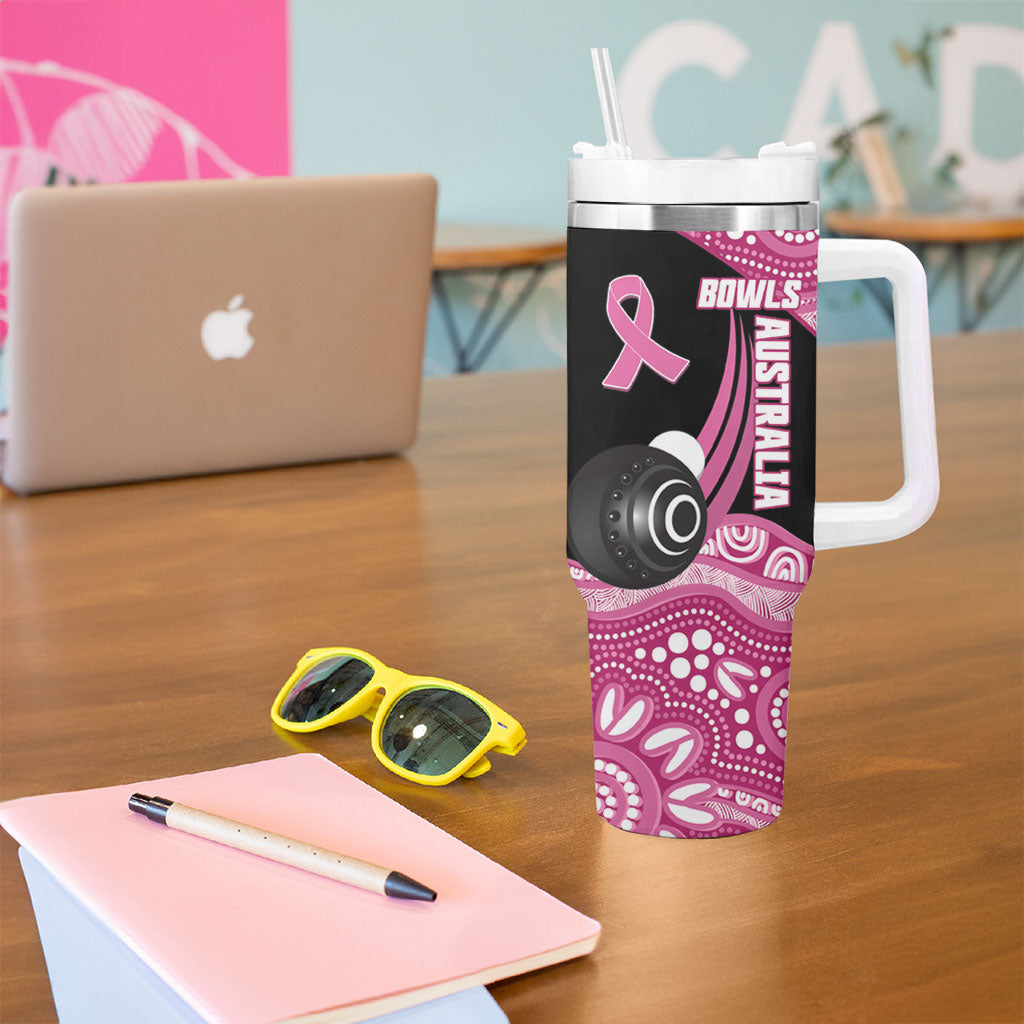 Bowls Australia Breast Cancer Custom Tumbler With Handle Think Pink Aboriginal Art
