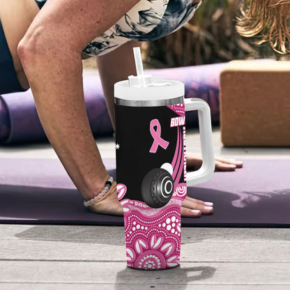 Bowls Australia Breast Cancer Custom Tumbler With Handle Think Pink Aboriginal Art