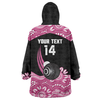 Bowls Australia Breast Cancer Custom Wearable Blanket Hoodie Think Pink Aboriginal Art