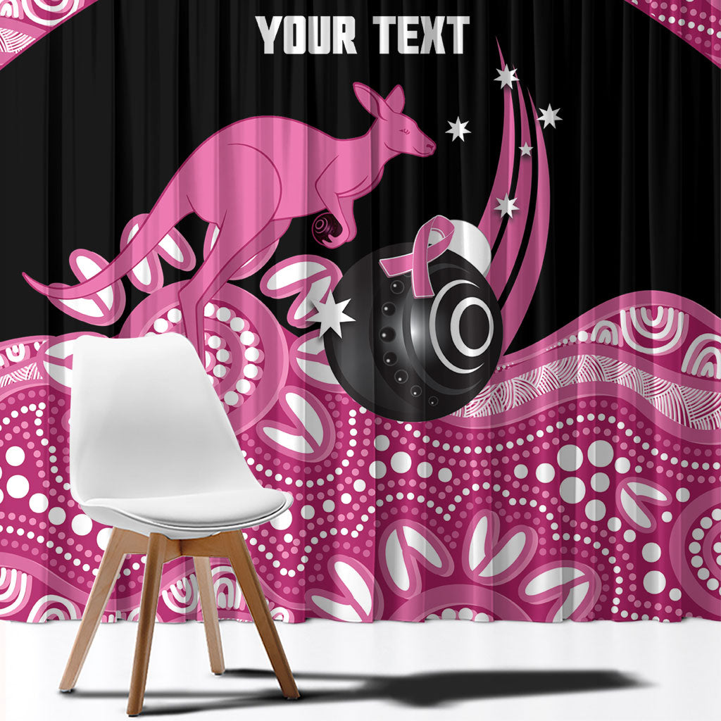 Bowls Australia Breast Cancer Custom Window Curtain Think Pink Aboriginal Art