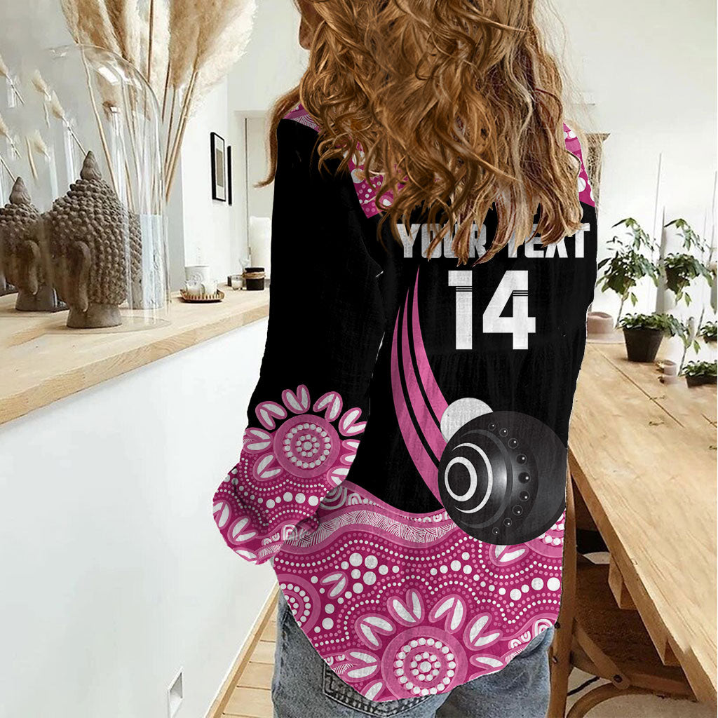 Bowls Australia Breast Cancer Custom Women Casual Shirt Think Pink Aboriginal Art