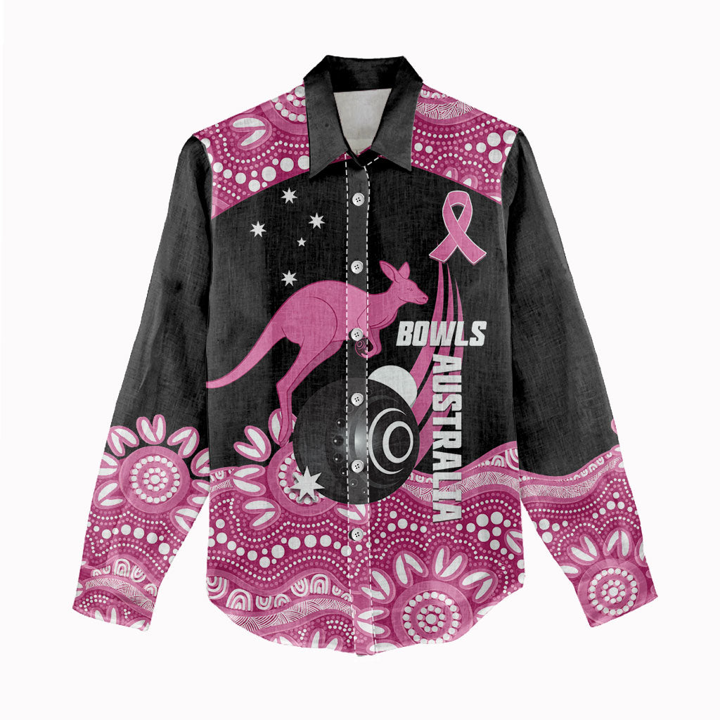 Bowls Australia Breast Cancer Custom Women Casual Shirt Think Pink Aboriginal Art
