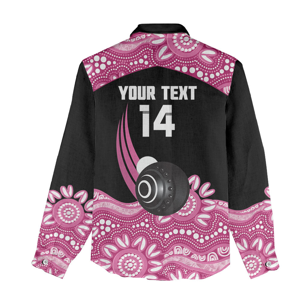 Bowls Australia Breast Cancer Custom Women Casual Shirt Think Pink Aboriginal Art