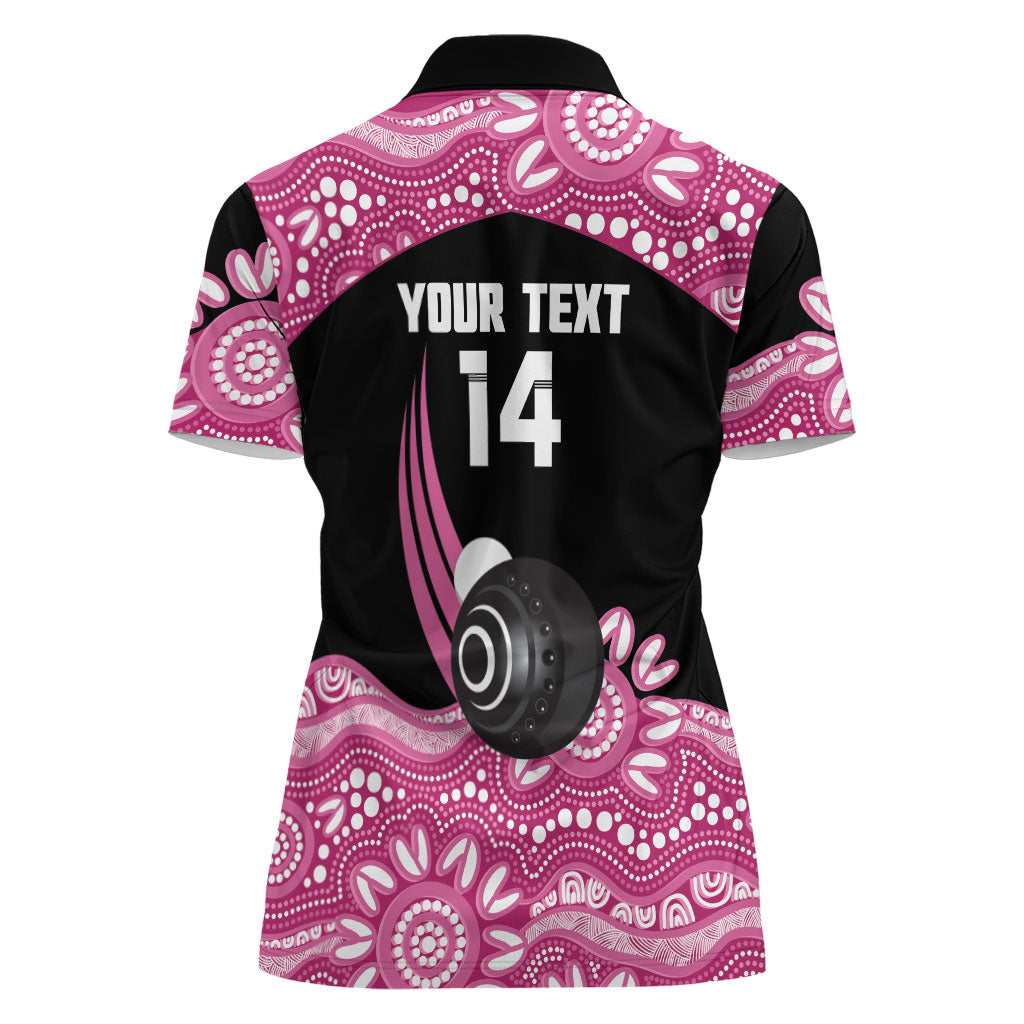 Bowls Australia Breast Cancer Custom Women Polo Shirt Think Pink Aboriginal Art