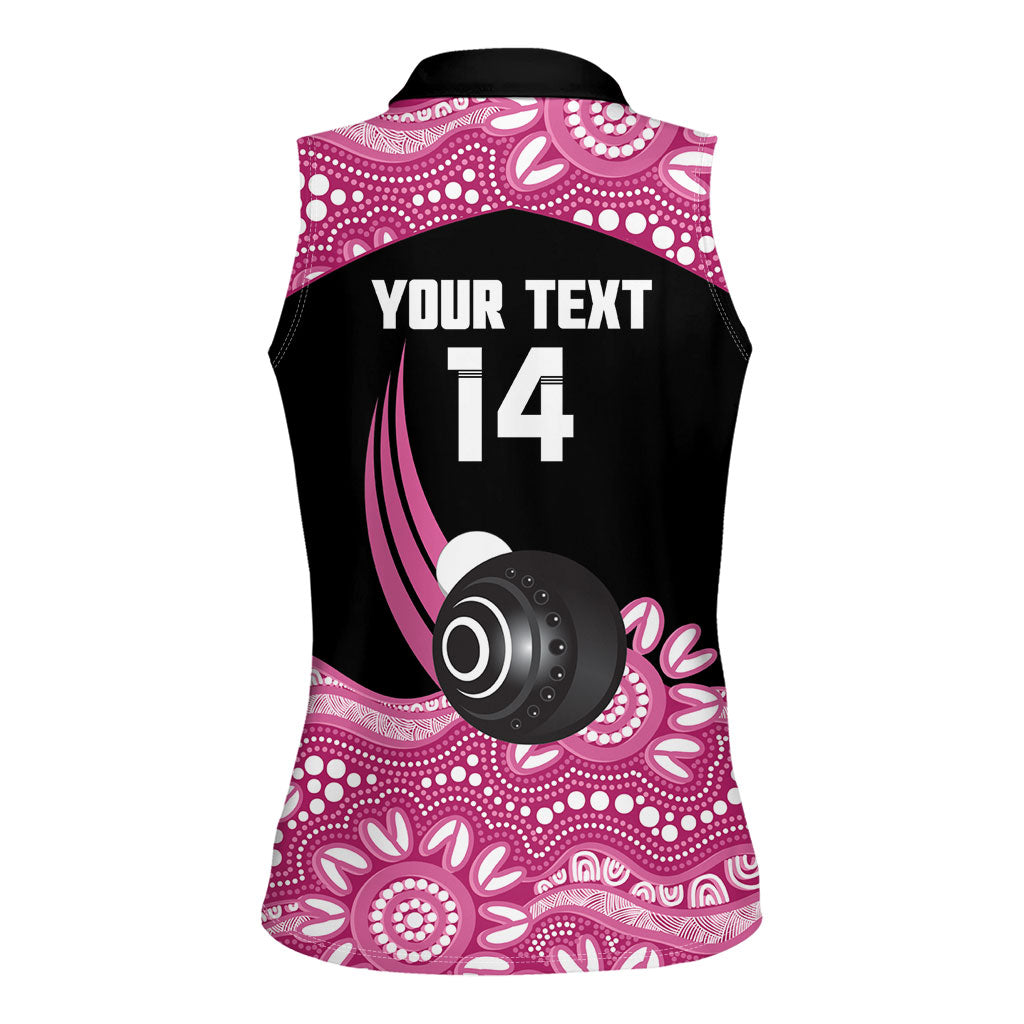 Bowls Australia Breast Cancer Custom Women Sleeveless Polo Shirt Think Pink Aboriginal Art