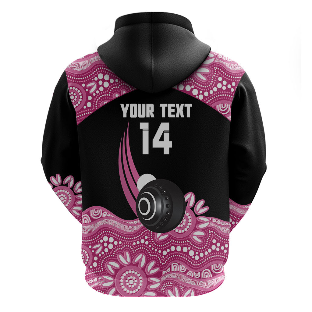 Bowls Australia Breast Cancer Custom Zip Hoodie Think Pink Aboriginal Art