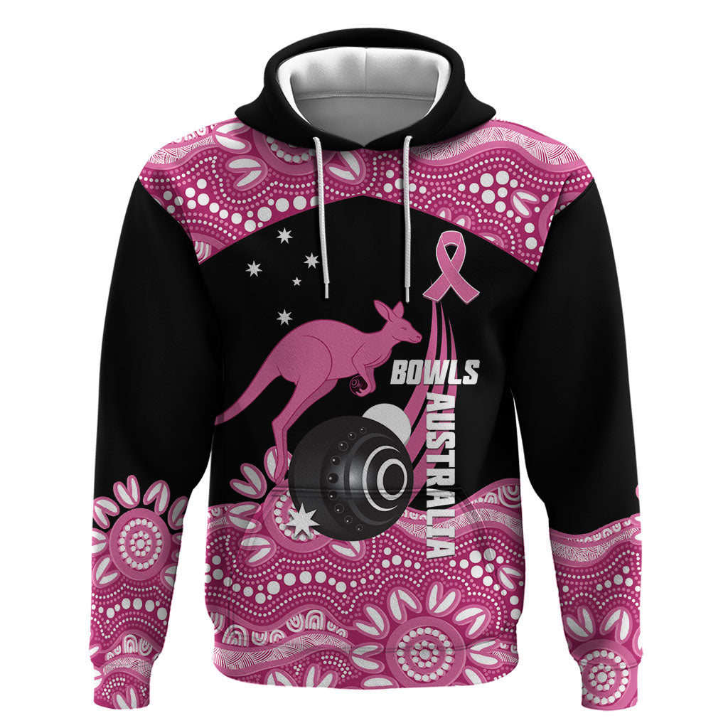 Bowls Australia Breast Cancer Custom Zip Hoodie Think Pink Aboriginal Art