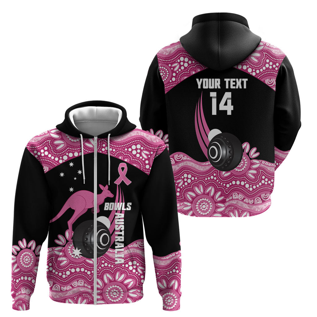Bowls Australia Breast Cancer Custom Zip Hoodie Think Pink Aboriginal Art