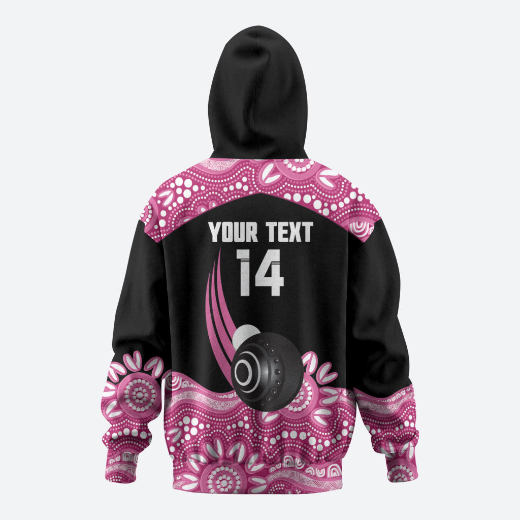 Bowls Australia Breast Cancer Custom Zip Hoodie Think Pink Aboriginal Art