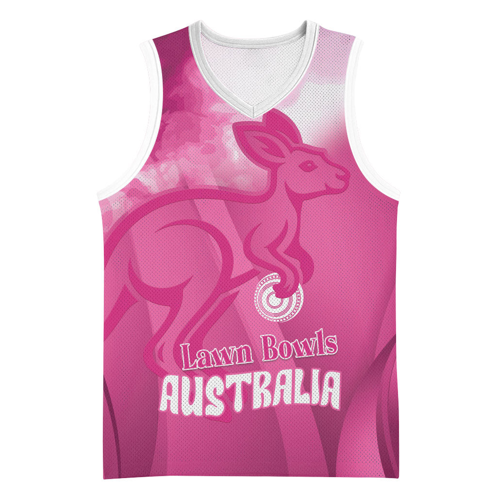 Bowls Australia Breast Cancer Personalised Basketball Jersey Aussie Kangaroo Marble Sporty