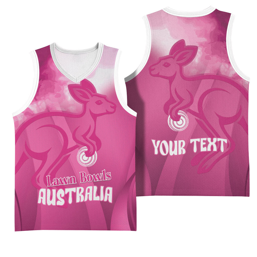 Bowls Australia Breast Cancer Personalised Basketball Jersey Aussie Kangaroo Marble Sporty