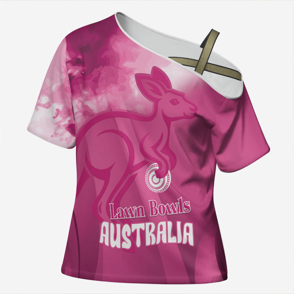 Bowls Australia Breast Cancer Personalised Cross Shoulder Shirt Aussie Kangaroo Marble Sporty