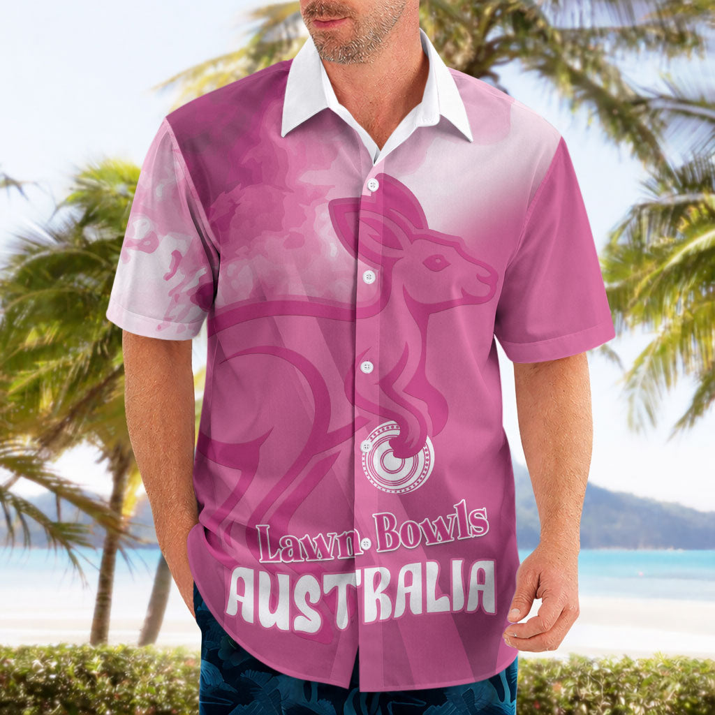 Bowls Australia Breast Cancer Personalised Hawaiian Shirt Aussie Kangaroo Marble Sporty