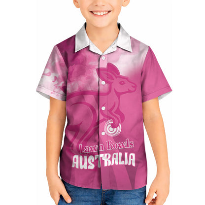 Bowls Australia Breast Cancer Personalised Kid Hawaiian Shirt Aussie Kangaroo Marble Sporty