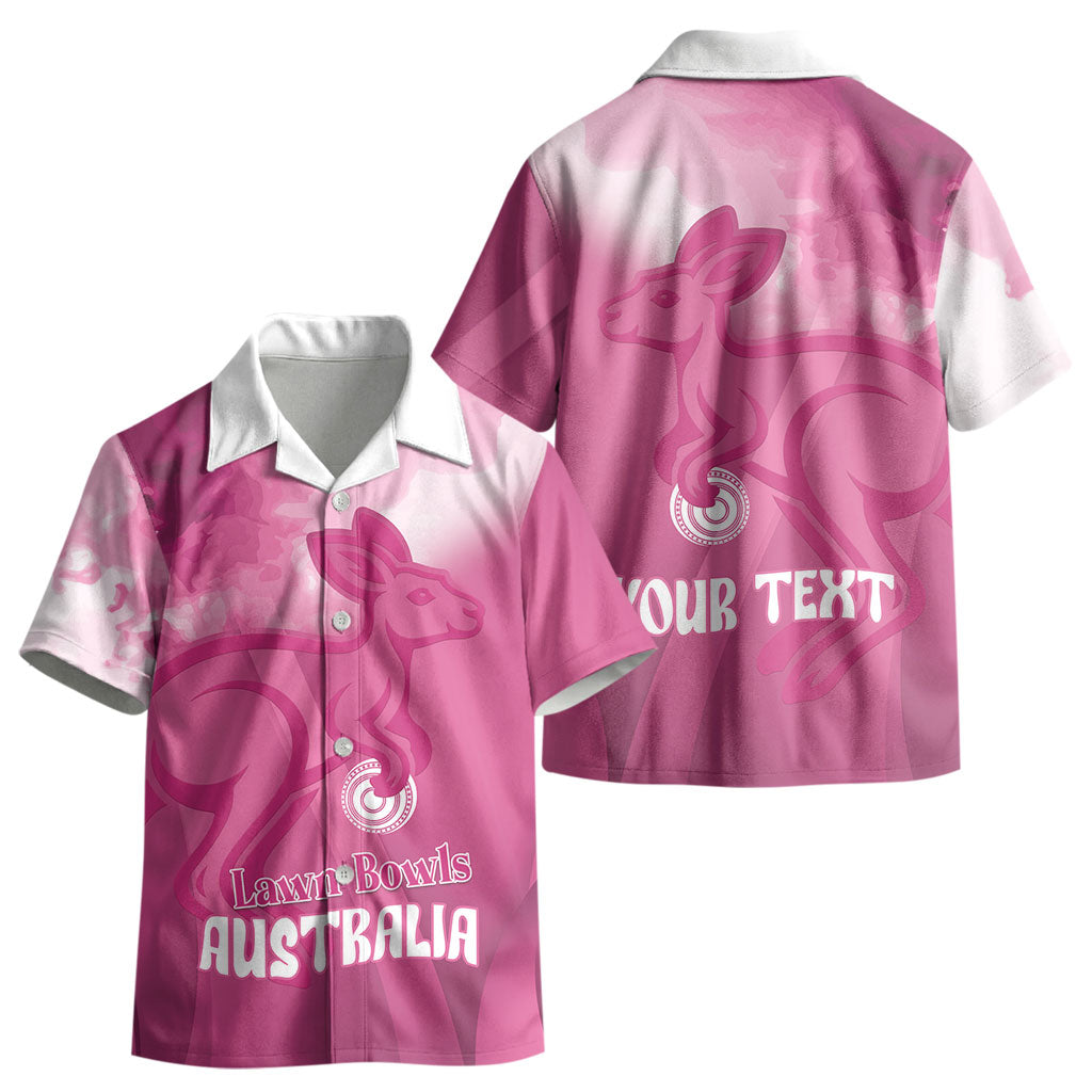 Bowls Australia Breast Cancer Personalised Kid Hawaiian Shirt Aussie Kangaroo Marble Sporty