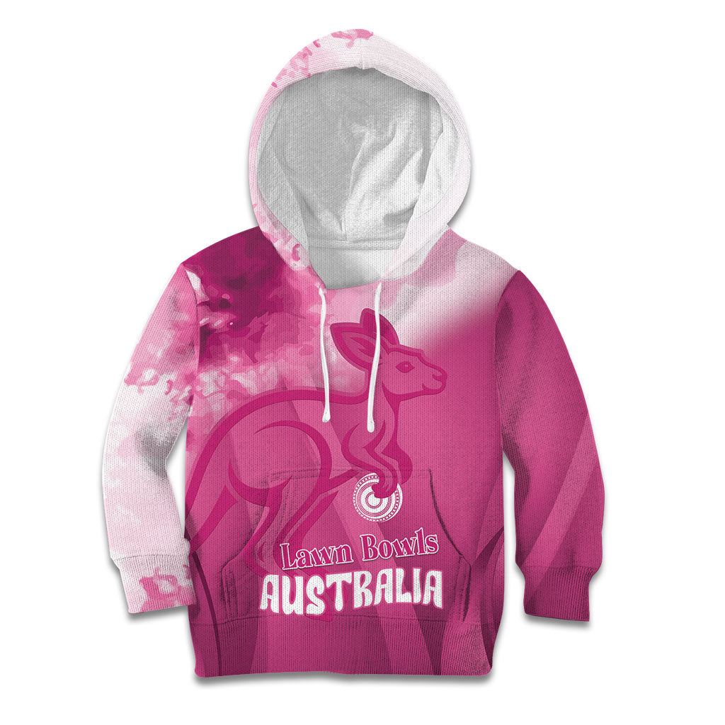Bowls Australia Breast Cancer Personalised Kid Hoodie Aussie Kangaroo Marble Sporty