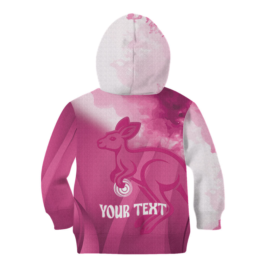 Bowls Australia Breast Cancer Personalised Kid Hoodie Aussie Kangaroo Marble Sporty