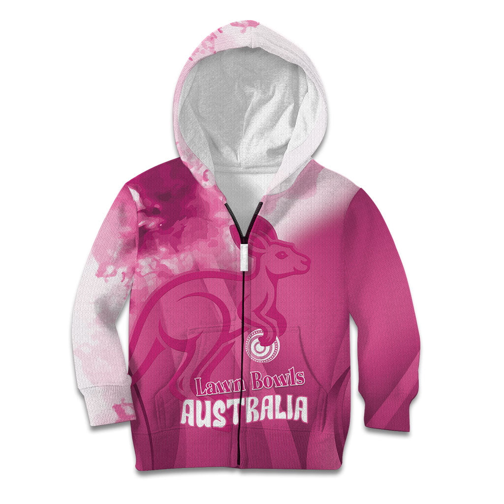 Bowls Australia Breast Cancer Personalised Kid Hoodie Aussie Kangaroo Marble Sporty