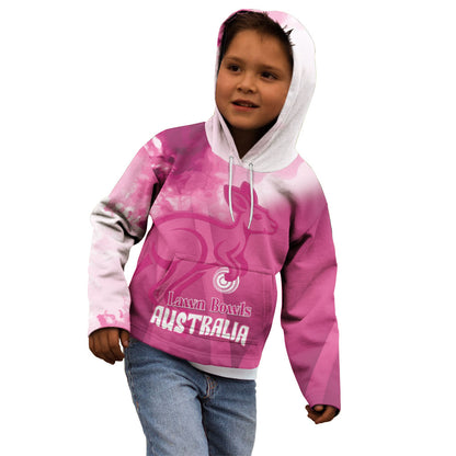Bowls Australia Breast Cancer Personalised Kid Hoodie Aussie Kangaroo Marble Sporty
