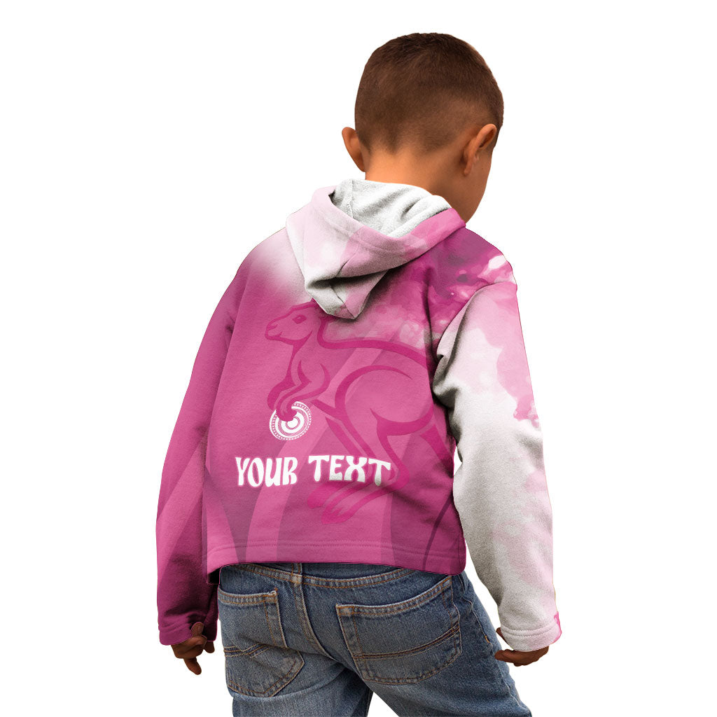 Bowls Australia Breast Cancer Personalised Kid Hoodie Aussie Kangaroo Marble Sporty