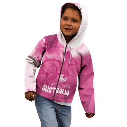 Bowls Australia Breast Cancer Personalised Kid Hoodie Aussie Kangaroo Marble Sporty