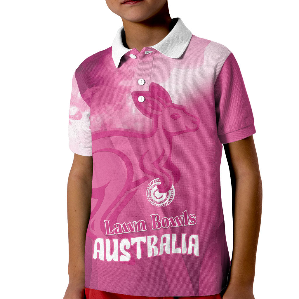 Bowls Australia Breast Cancer Personalised Kid Polo Shirt Aussie Kangaroo Marble Sporty