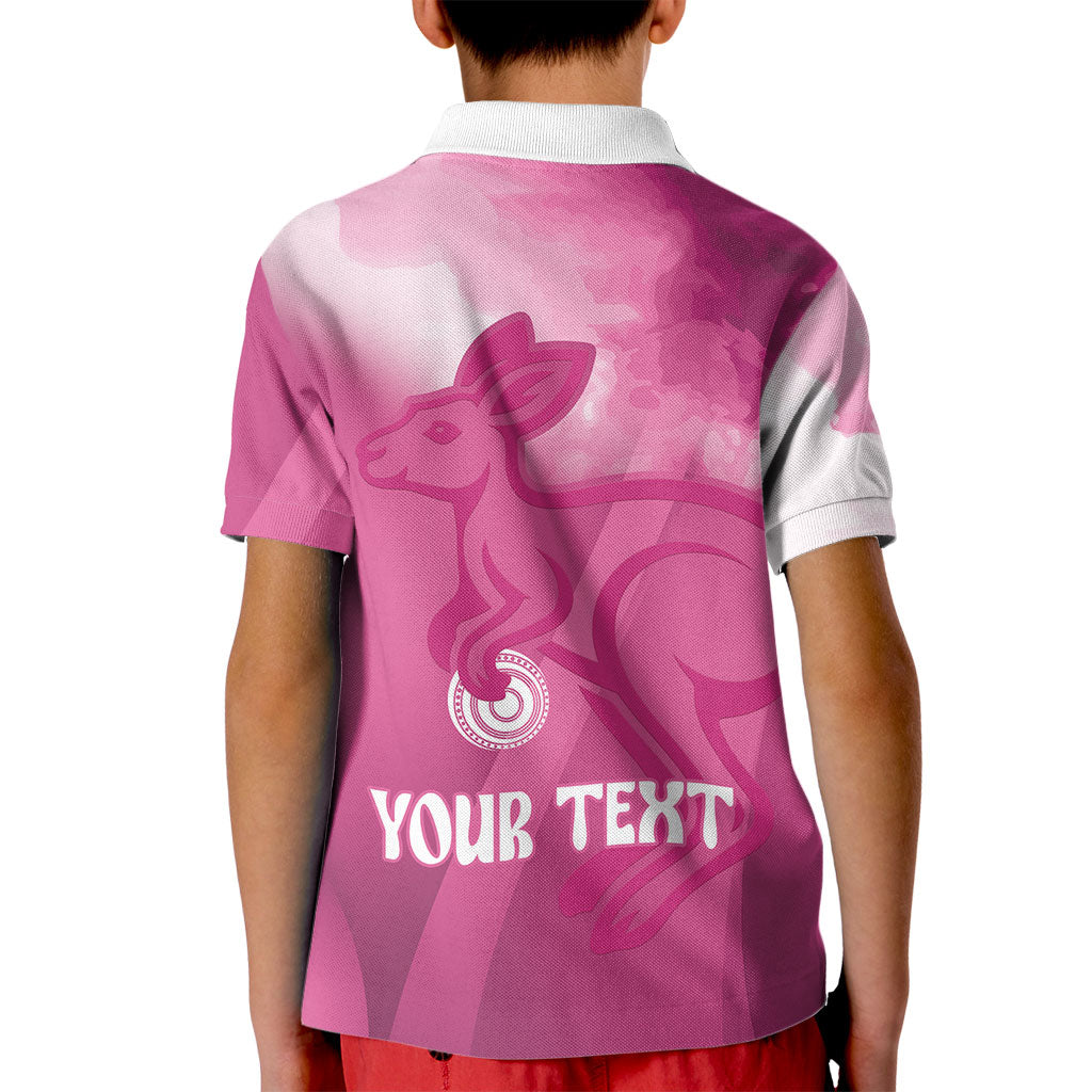Bowls Australia Breast Cancer Personalised Kid Polo Shirt Aussie Kangaroo Marble Sporty