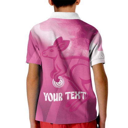 Bowls Australia Breast Cancer Personalised Kid Polo Shirt Aussie Kangaroo Marble Sporty