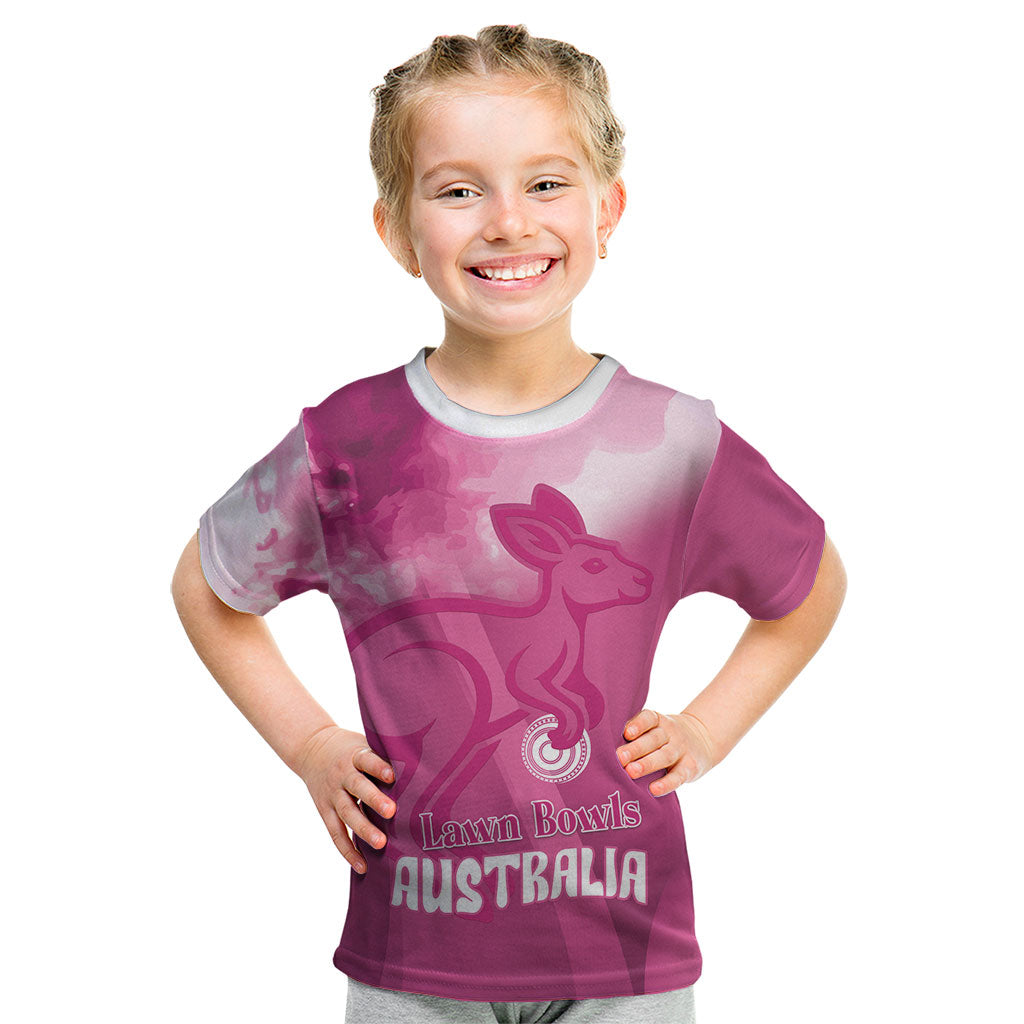 Bowls Australia Breast Cancer Personalised Kid T Shirt Aussie Kangaroo Marble Sporty