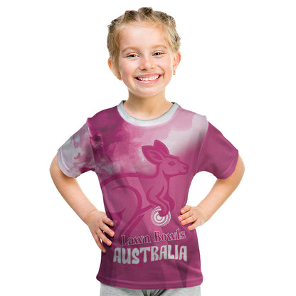Bowls Australia Breast Cancer Personalised Kid T Shirt Aussie Kangaroo Marble Sporty