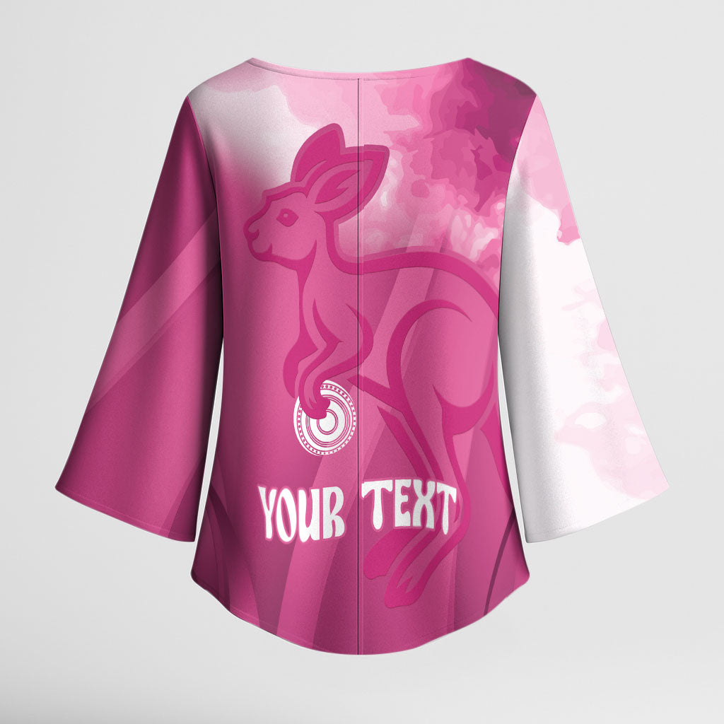 Bowls Australia Breast Cancer Personalised Kimono Sleeve Blouse Aussie Kangaroo Marble Sporty