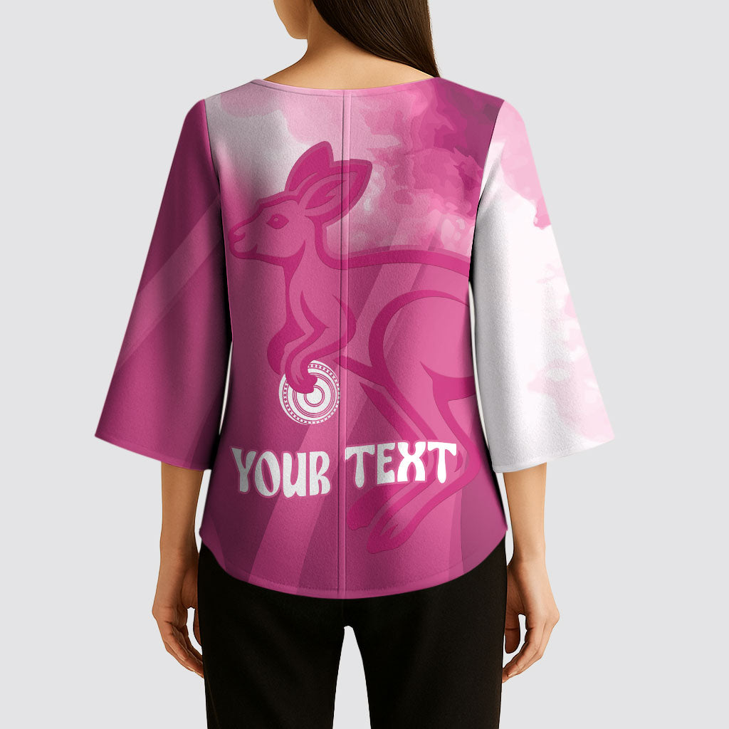 Bowls Australia Breast Cancer Personalised Kimono Sleeve Blouse Aussie Kangaroo Marble Sporty